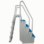 Confer® Resin Above Ground Step Entry System - White w/ Blue Treads