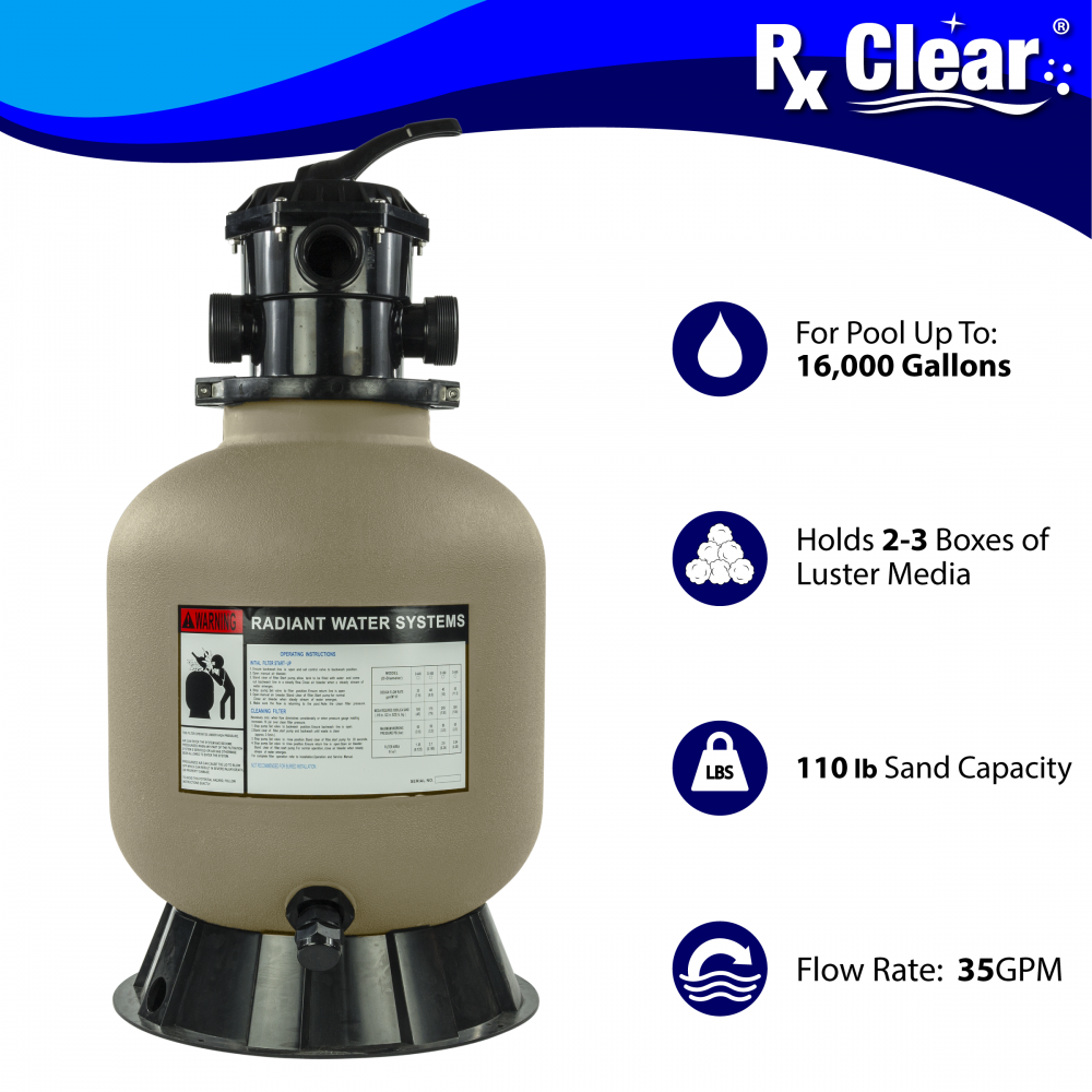 Rx Clear® Radiant Sand Filter w/ Valve Infographic