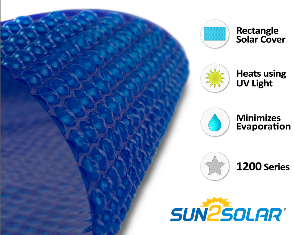 Sun2Solar®Supreme Blue Solar Cover 16' x 40' Rectangular 1200