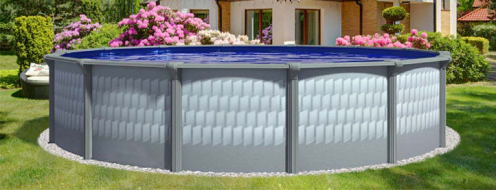 Testudo by Lake Effect® Pools Round Above Ground Pool In Backyard