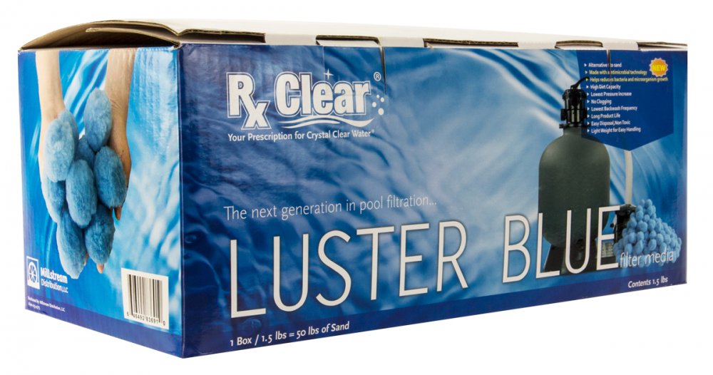 Rx Clear® Luster Blue Filter Media For Sand Filters with Antimicrobial Technology (Various Amounts)