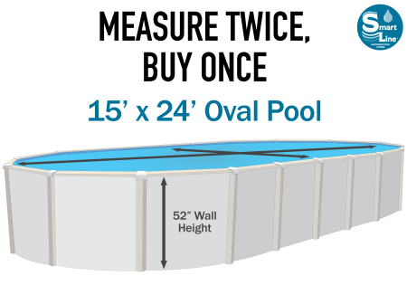 SmartLine&reg; 15' x 24' Oval Manor Beaded Liner - <B>For Esther Williams/Johnny Weismueller Pools Only</B> - (Various Heights), 25 Gauge