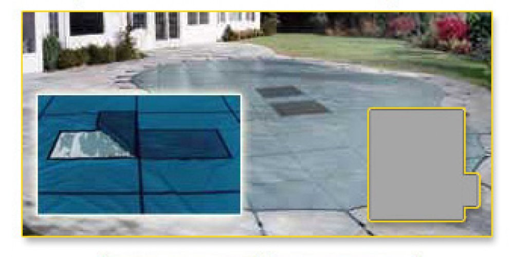 Loop-Loc&trade; Rectangular Solid w/ Pump Safety Cover w/ 4' x 8' Right Step w/ 2' Offset - Green (Various Sizes)