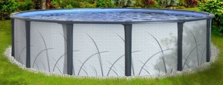 RiverBank II™ by Lake Effect® Pools Round Above Ground Pool In Backyard