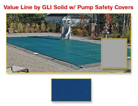Value Line Rectangular Blue Solid w/ Pump Safety Cover by GLI - 20' x 38'