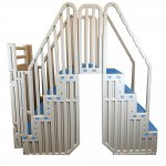 Confer Entry System for Above Ground Pools - White Frame w/ Blue Treads