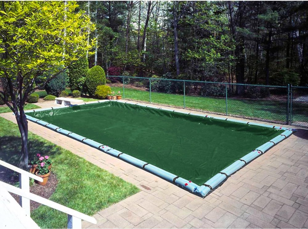 Buffalo Blizzard&reg; Supreme Green/Black Winter Cover with Waterbags -  Rectangular Pools