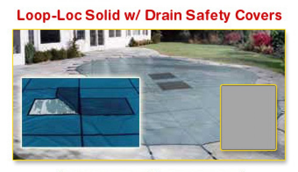 Loop-Loc&trade; Rectangular Safety Cover Solid w/ Drain - Green (Various Sizes)