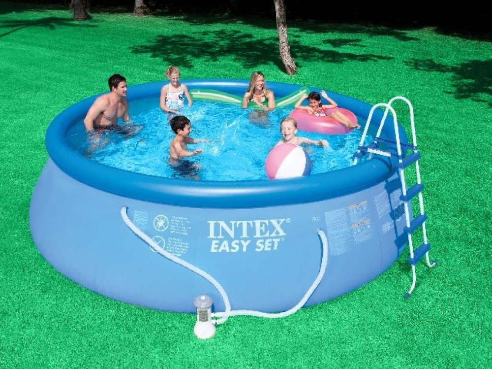 Family Having Fun In A Intex Easy Set Pool