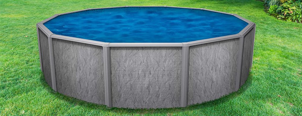 Trendium® Southport GLX 24' Round Above Ground Pool In Yard