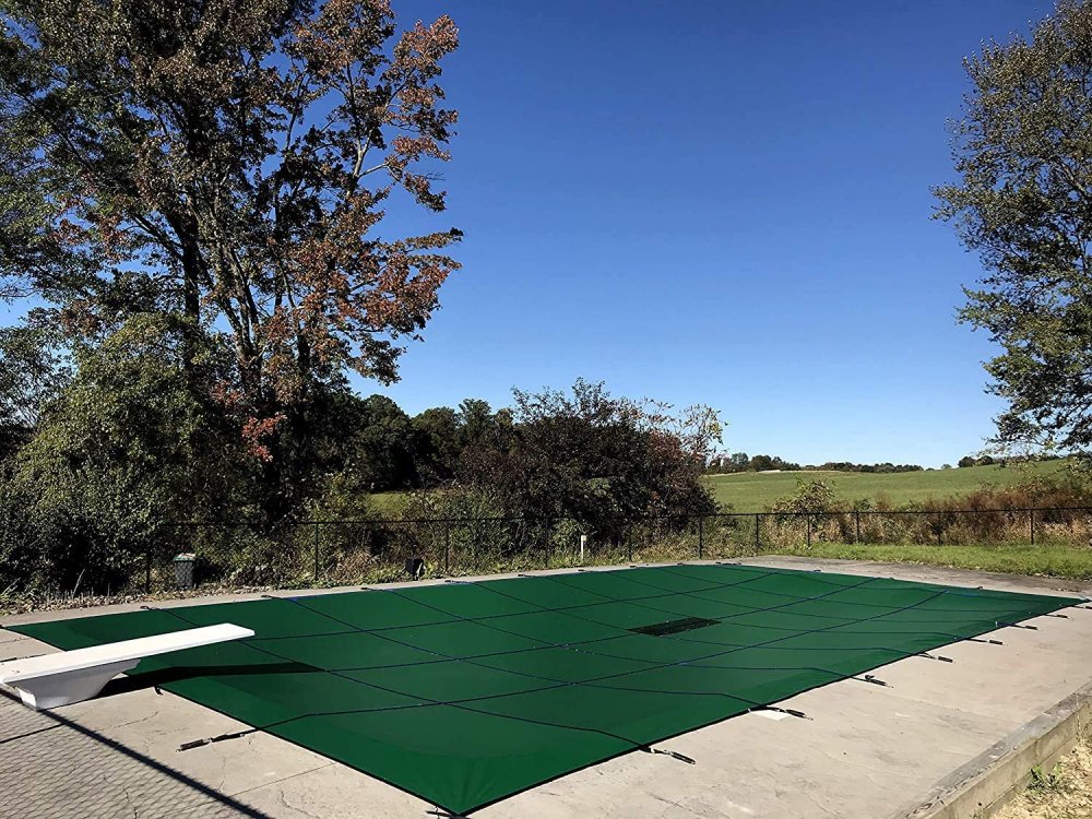14' x 28' Solid Safety Cover w/ Center Drain Panel - Green