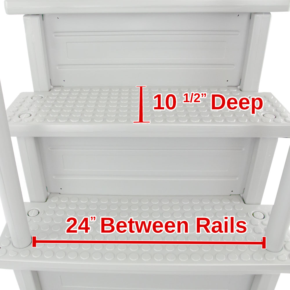 Dimensions of Aqua Select® White Anti-Slip Above Ground Pool Steps