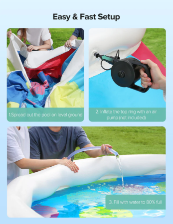 EVAJOY Inflatable 18' Round Swimming Pool Kit 48" H