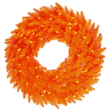 36" Orange Wreath w/ Orange Lights