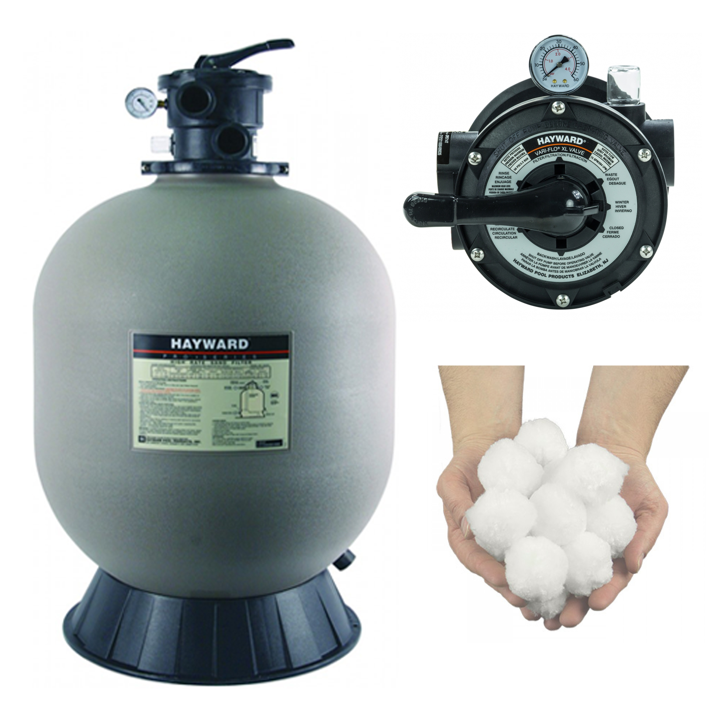 Hayward Pro-Series S180T Above Ground Swimming Pool Sand Filter w/SP0714T V...