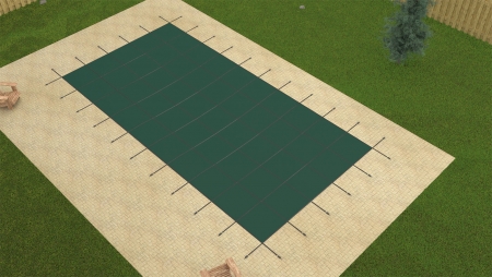 Overhead View Of YardGuard™ Rect Mesh Safety Cover - Green