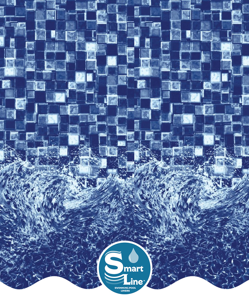 SmartLine® 13' x 22' Oval Blue Wave Beaded Liner for Esther Williams/Johnny Weissmuller 52" H 25 Gauge