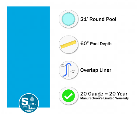 SmartLine® Solid Blue Overlap Liners 60" H, 25 Gauge