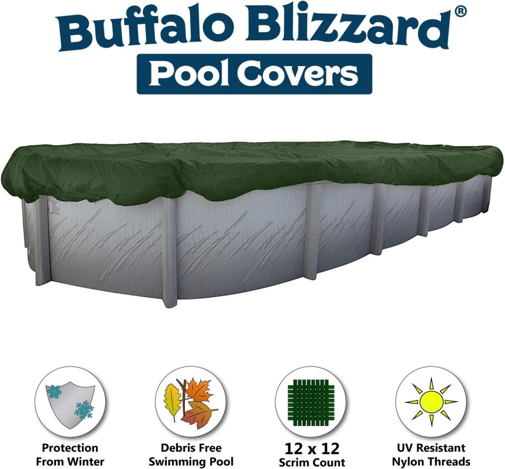 Buffalo Blizzard&reg; Ripstopper&#174; Green Winter Cover w/ Closing Kit - Oval Pools