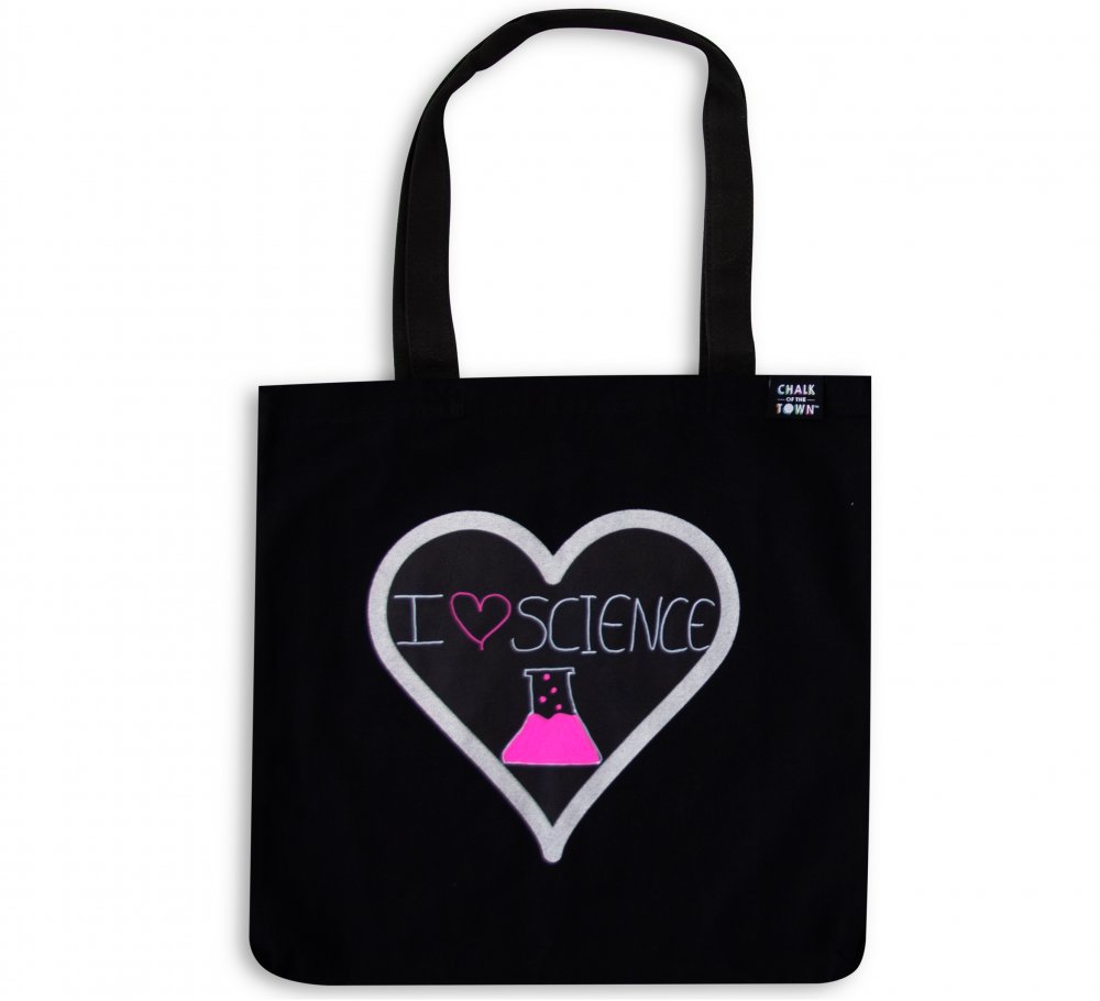 Silver Heart Tote Bag with 2 Chalk Markers