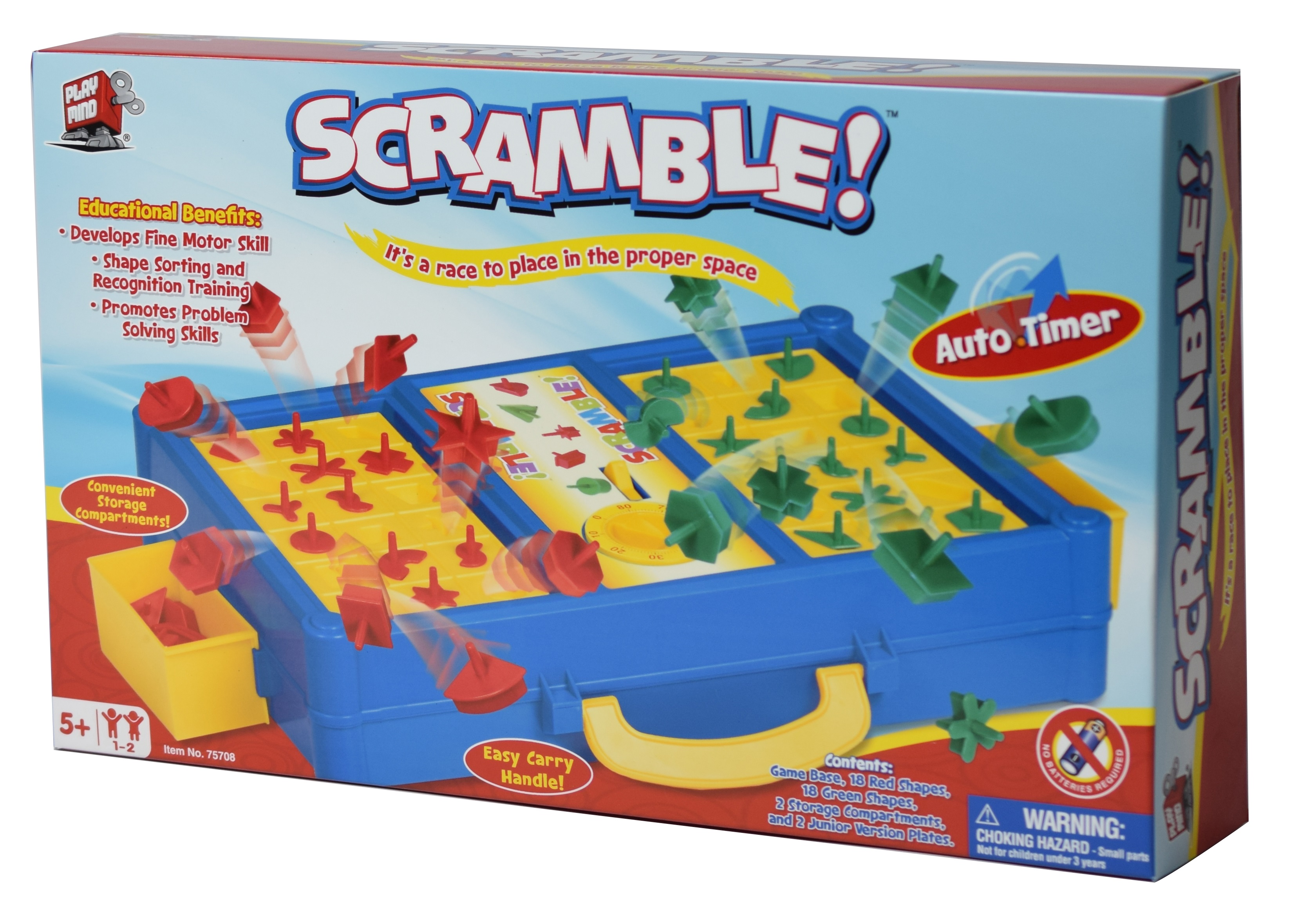  Scramble - Shape Matching Family Board Game! Sorting Shapes  Fast Before The Time is Up & Pieces Pop Out! Play Solo/with Friends.  12-Shape Junior Version Plates Included! : Toys & Games