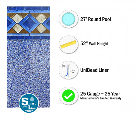 SmartLine® Round Mosaic Diamond Unibead Liner - 52" H, 25 Gauge