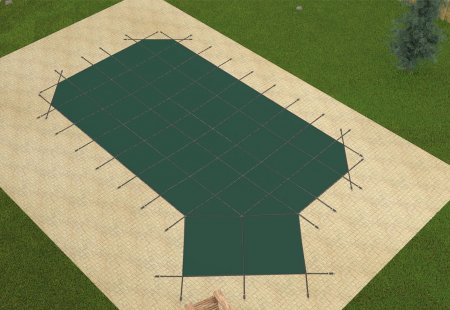 Loop-Loc&trade; Grecian Safety Cover w/ 4' x 8' Left Side Step - Green (Various Sizes)