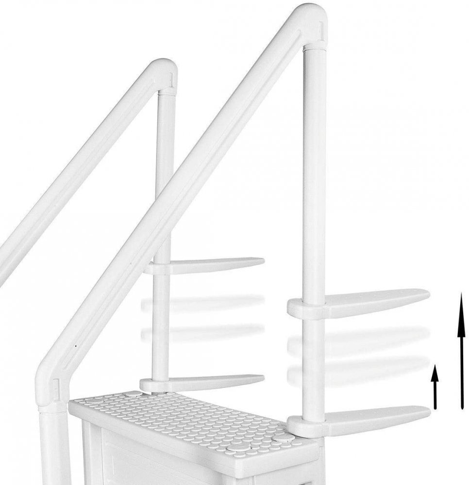 Adjustable Deck Attachment Brackets - Aqua Select® Above Ground Anti-Slip Pool Steps - White