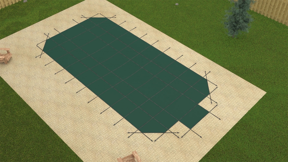 GLI™ Value X Solid® Grecian Solid Safety Cover w/ 4' x 8' Center End Step - Green (Various Sizes)