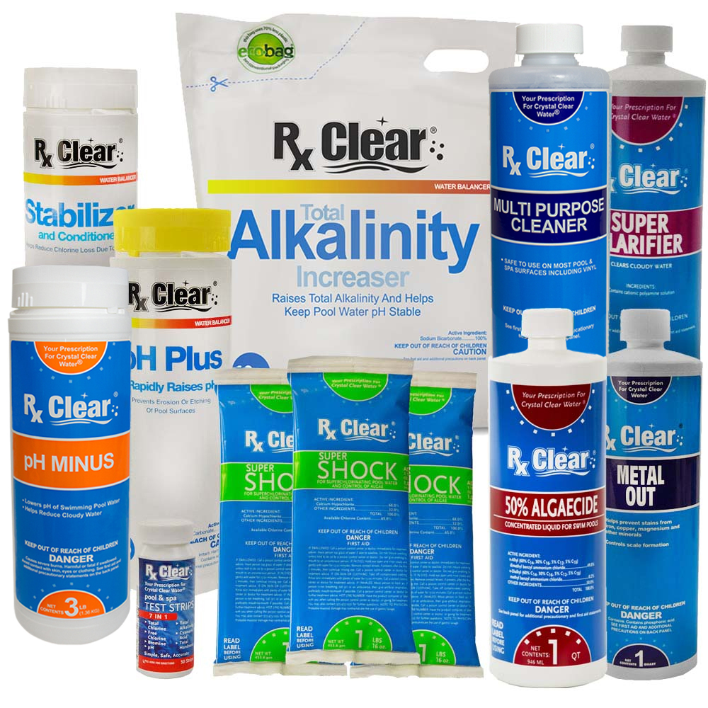 Rx Clear&reg; Deluxe Spring Opening  Pool Chemical Kits (Various Sizes)