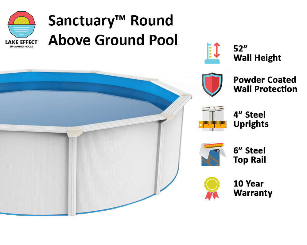 Sanctuary™ by Lake Effect® Pools Round Above Ground Pool Infographic