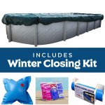 Buffalo Blizzard® Ripstopper® Green Winter Cover with Closing Kit for a 16' x 24' / 25' Oval Pool