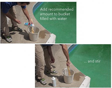 Add Water & Stir Algaecide In Bucket