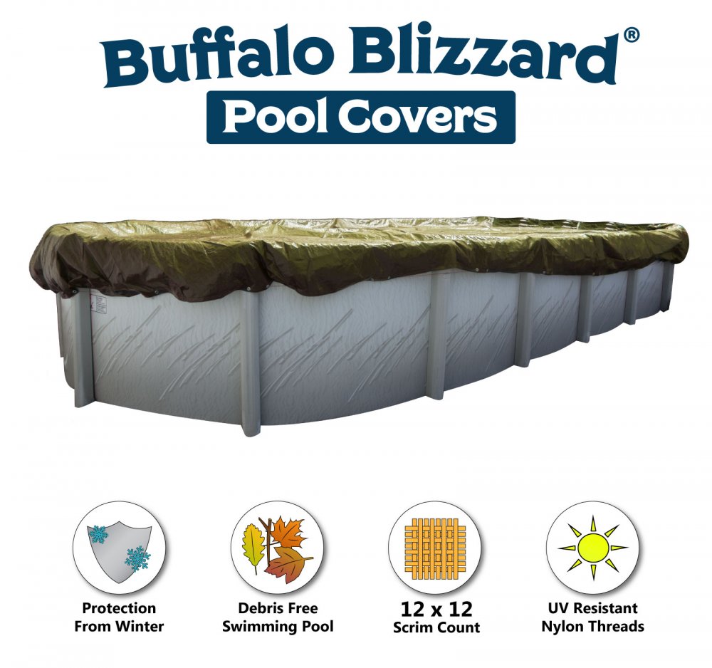 Buffalo Blizzard&reg; Supreme Plus Tan/Silver Winter Cover - Oval Pools