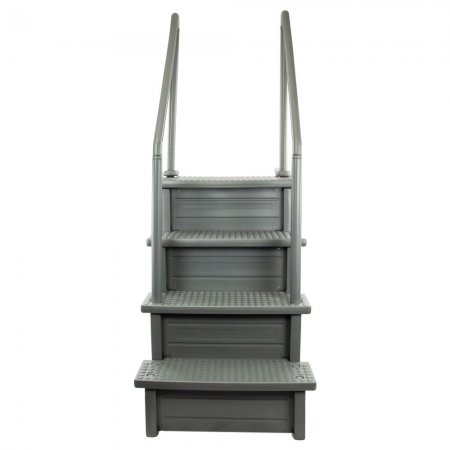 Front View of Aqua Select® Above Ground Grey Anti-Slip Pool Steps