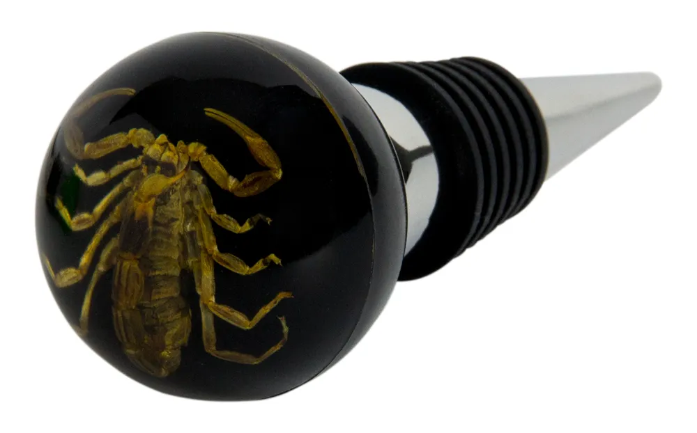 Real Bug WS1403 Gold Scorpion Resin Wine Stopper Black