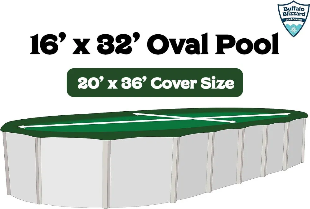 Solid Winter Cover for 20x36 ft Rectangular Pools, 16 Year Warranty