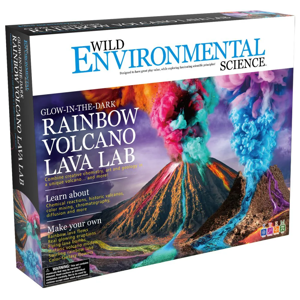 Playz Explosive Rainbow Volcano Kit for Kids with 23+ Science Chemistry Set  Activities & Experiments, Glow in The Dark Learning & Education Toys, 